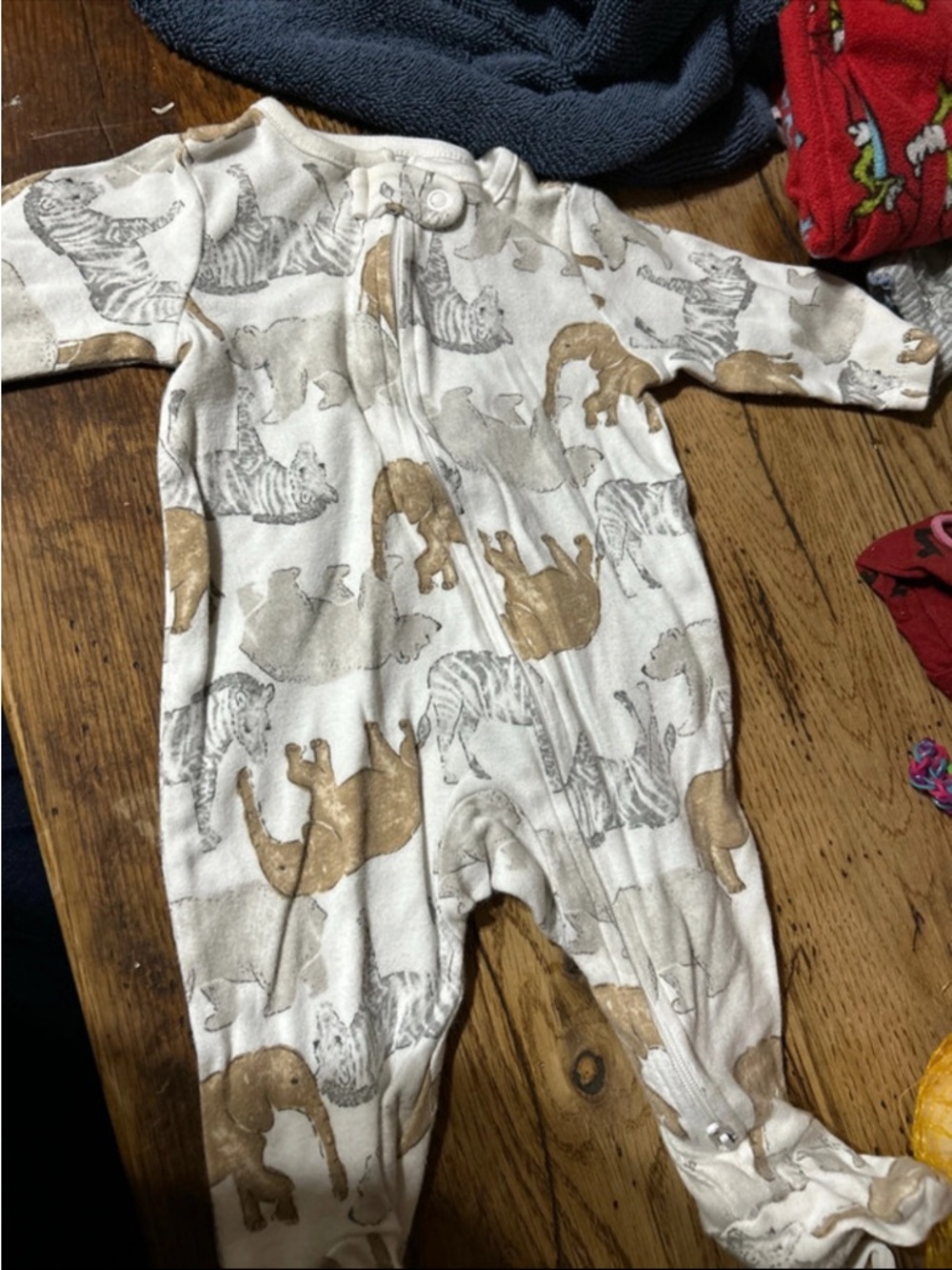 Carter's Cream Animal-Print Zip Footed Sleeper